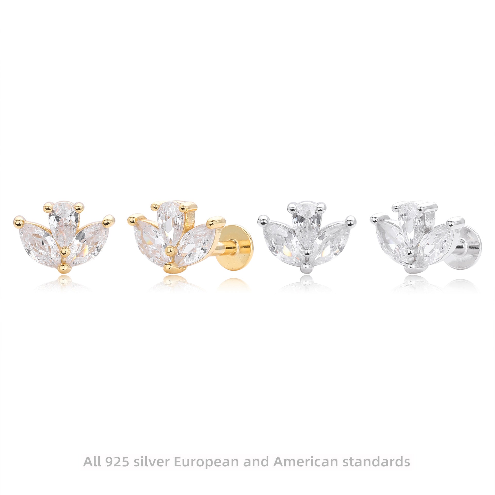 Iconic Piercing – Heart Crown Labret (Flatback) | Sparkle