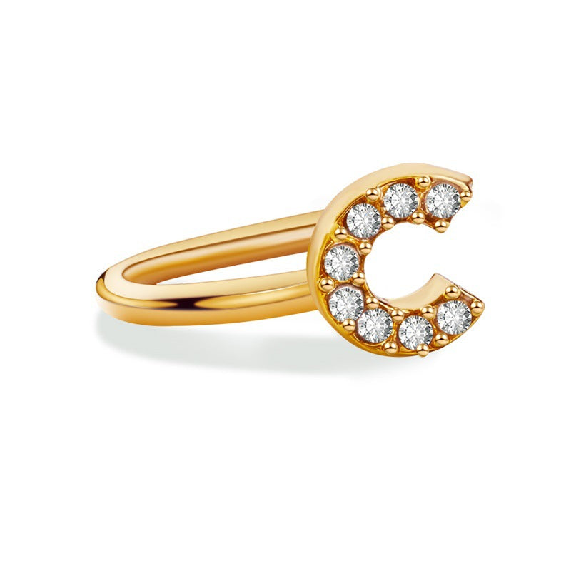 Minimal Ring – Crystal Initial (A–Z) | Signature